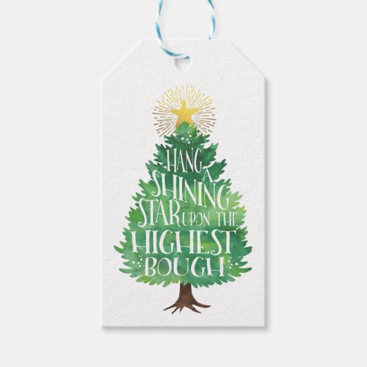 スター輝くクリスマスツリーギフトラベル ギフトタグ (正面)