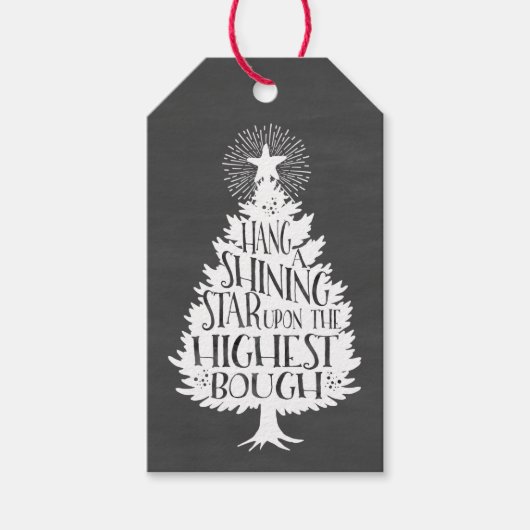 スター輝くクリスマスツリーシャルボードギフトラベル ギフトタグ (正面)