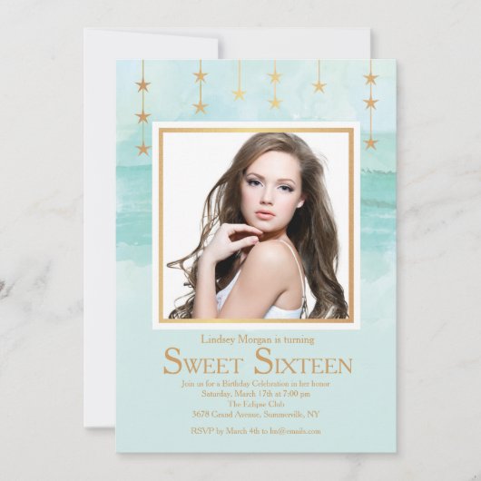 スター輝くフォト招待状 招待状 (正面)