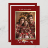 スター輝くフレーム写真クリスマスカード シーズンカード (正面/裏面)