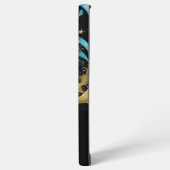 スター輝くブルーフラワー金ゴールド SAMSUNG GALAXYケース (左側面)