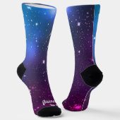 スター輝くメリークリスマスフェスティバルホリデーブルー ソックス (傾斜あり)