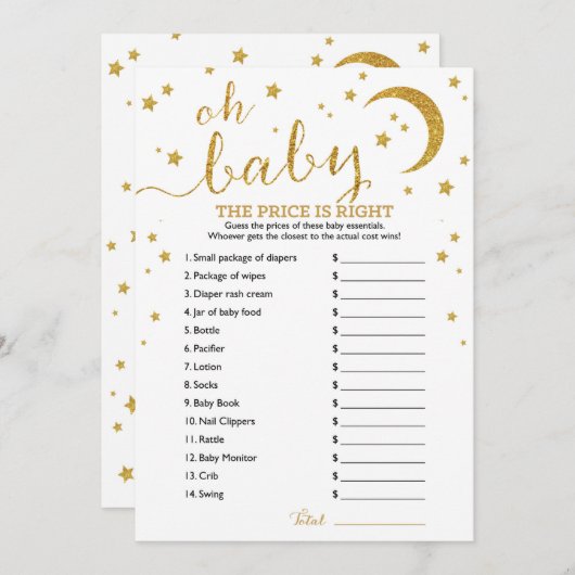 スター金ゴールドグリッター価格は右ベビーゲーム 招待状 (正面/裏面)