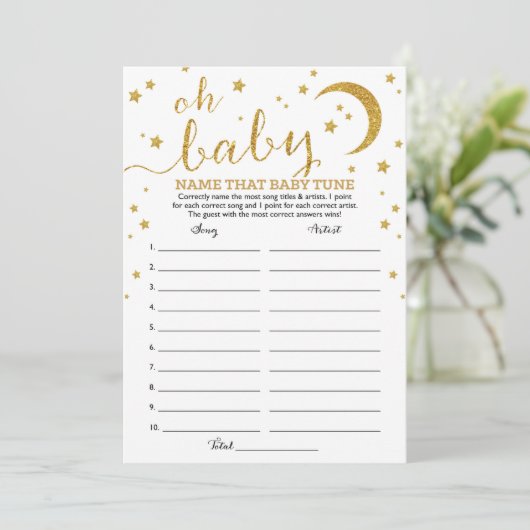 スター金ゴールドグリッター名ゲームのベビー調整 招待状 (スタンド正面)