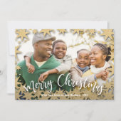 スター金ゴールドメリークリスマスフォト シーズンカード (正面)