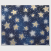 スター銀河系スカイネイビーブルーナイトセピア金ゴールド赤面 ラッピングペーパー (フラット)