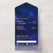 スター銀河系ブルーナイトスカイ結婚ズ オールインワン招待状 (内側)