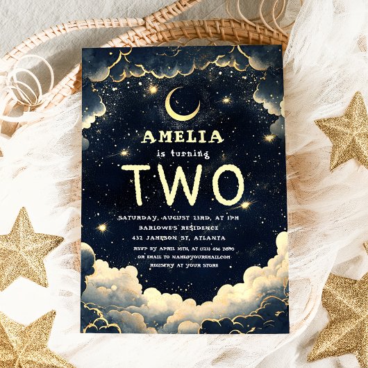 スター銀河系天空子供の誕生日パーティー 招待状