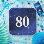 スター銀河系80歳の誕生日パーティー ペーパープレート (パーティー)
