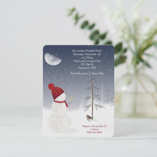 スター雪だるま付きクリスマスパーティー 招待状 (スタンド正面)