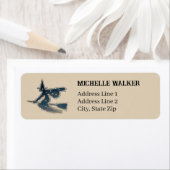 スター飛んでいるリー魔女 | ヴィンテージタン差出人住所 ラベル (インサイチュ)