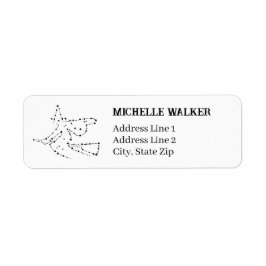 スター飛んでいるリー魔女 | 黒エレガント差出人住所 ラベル
