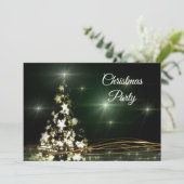 スター飾&ゴールデンの渦巻きクリスマスパーティー 招待状 (スタンド正面)