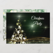 スター飾&ゴールデンの渦巻きクリスマスパーティー 招待状 (正面/裏面)