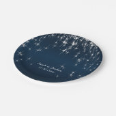 スター魅力的・ストラ結婚ッド |ネイビーブルー ペーパープレート (アングル)