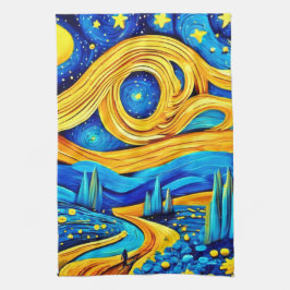 スター鮮やかリーのアートワーク キッチンタオル