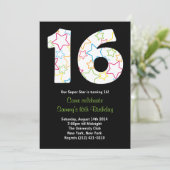 スター16歳の誕生日パーティー招待状 招待状 (スタンド正面)