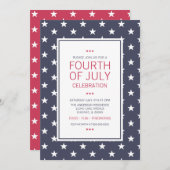 スター4th of 7月インディペンデンスデイパーティーカード 招待状 (正面/裏面)