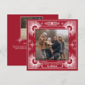 スター アートデコ フォト ハッピー ホリデー レッド シーズンカード (正面/裏面)