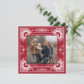 スター アートデコ フォト ハッピー ホリデー レッド シーズンカード (スタンド正面)