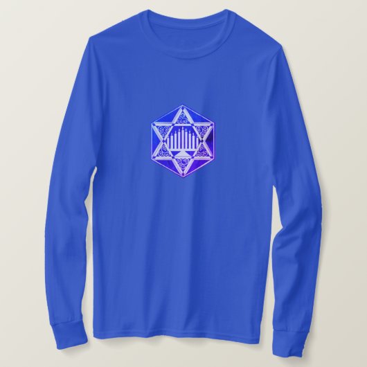 スター・オブ・デイビッド(ユダヤ教)メノラー Tシャツ (デザイン正面)