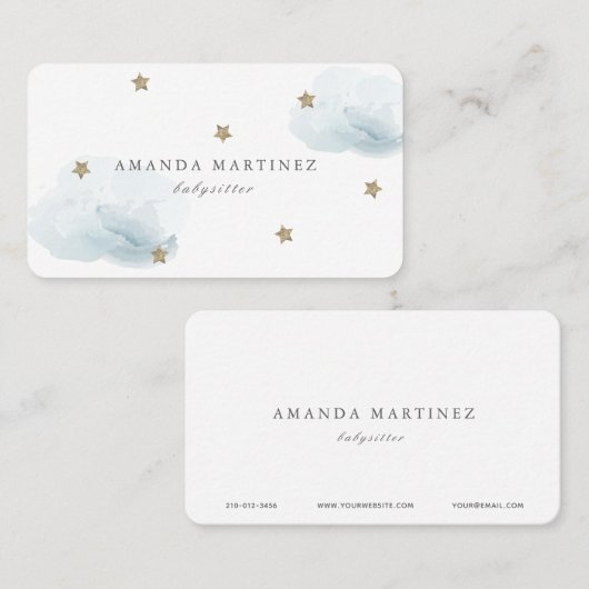 スター&クラウドシンプルホワイト名刺 名刺 (正面/裏面)