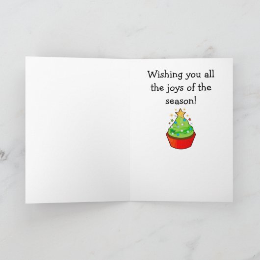 スター・グランドガーター付きクリスマスツリーのカップケーキ カード (内部)