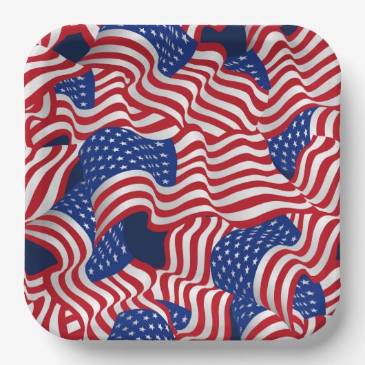 スター&ストライプお祝い ペーパープレート (正面)