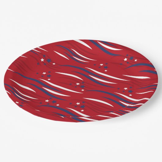 スター&ストライプお祝い ペーパープレート (アングル)