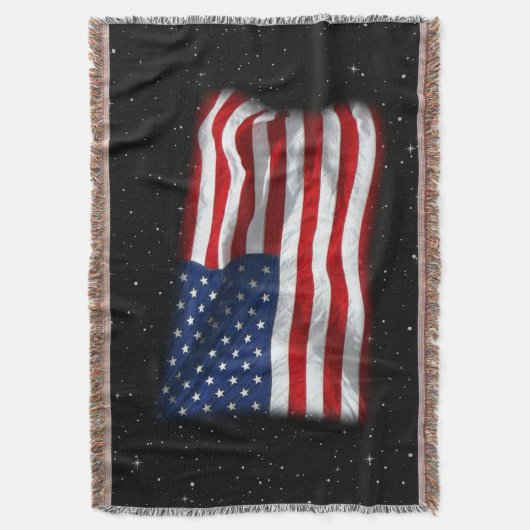 スター&ストライプアメリカ愛国的アメリカ国旗 スローブランケット (正面縦)