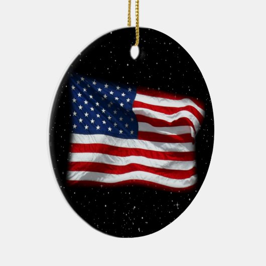 スター&ストライプアメリカ愛国的アメリカ国旗 セラミックオーナメント (右)