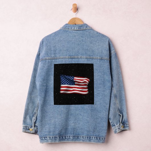 スター&ストライプアメリカ愛国的アメリカ国旗 デニムジャケット (ハンガー)
