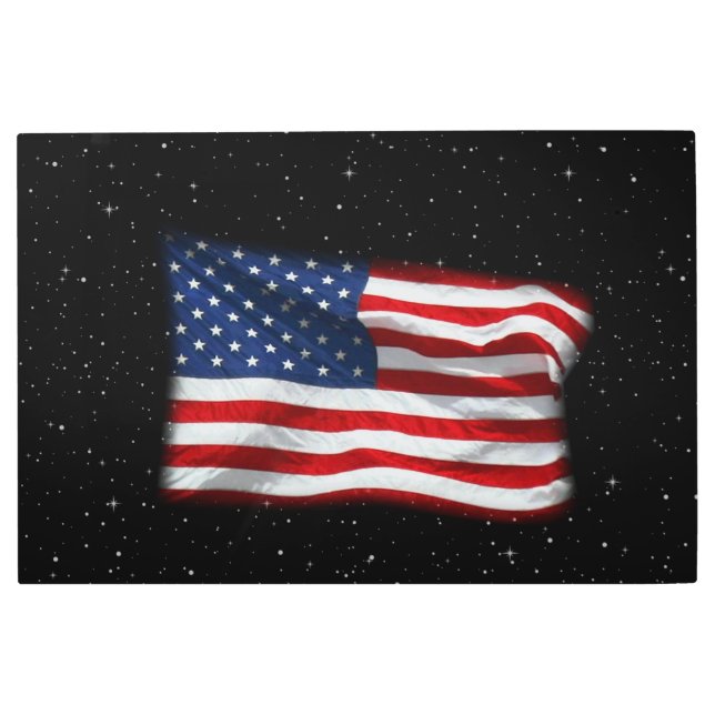 スター&ストライプアメリカ愛国的アメリカ国旗 メタルプリント (正面)