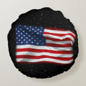 スター&ストライプアメリカ愛国的アメリカ国旗 ラウンドクッション (裏面)
