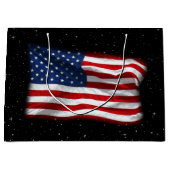 スター&ストライプアメリカ愛国的アメリカ国旗 ラージペーパーバッグ (正面)
