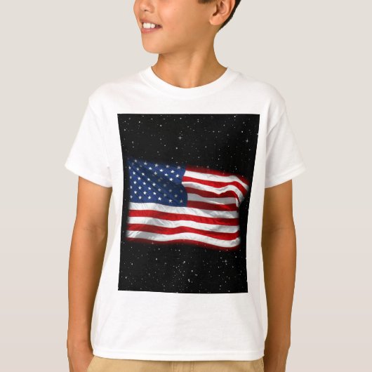 スター&ストライプアメリカ愛国的アメリカ国旗 Tシャツ (正面)