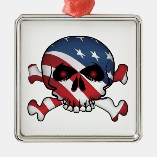 スター&ストライプスカル メタルオーナメント (正面)