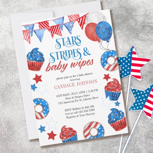 スター ストライプス アンド ... 4th of July ベビーシャワー 招待状