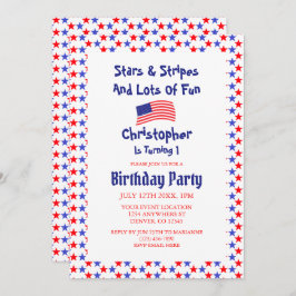 スター&ストライプズ1歳の誕生日 招待状