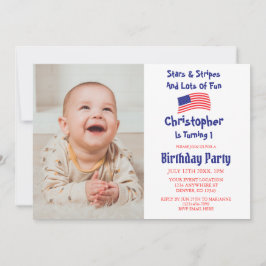 スター&ストライプズ1歳の誕生日 招待状