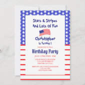 スター&ストライプズ1歳の誕生日 招待状 (正面)