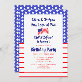スター&ストライプズ1歳の誕生日 招待状