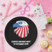 スター&ストライプズBald Eagle.名カスタマイズ/メッセージ ペーパープレート (パーティー)