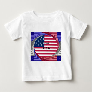 スター&ストライプデザイン&ラブ:アメリカの愛国心ある国 ベビーTシャツ