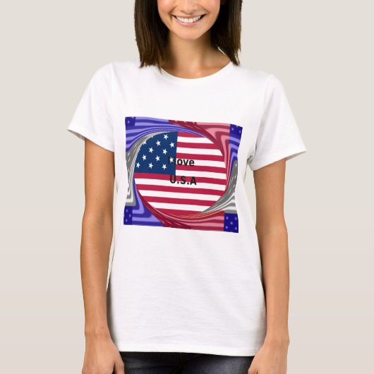 スター&ストライプデザイン&ラブ:アメリカの愛国心ある国 Tシャツ (正面)