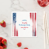 スター&ストライプファミリーバーベキュー7月お祝い4日 スタンダードカクテルナプキン (インサイチュ)