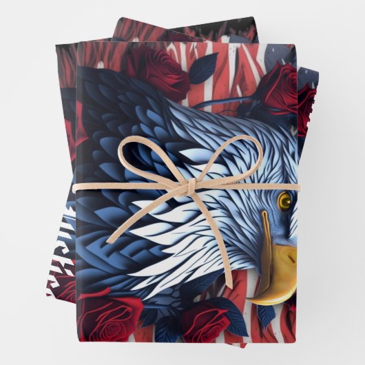 スター&ストライプフリーダムフォーエバーイーグルアメリカン ラッピングペーパーシート (インサイチュ)