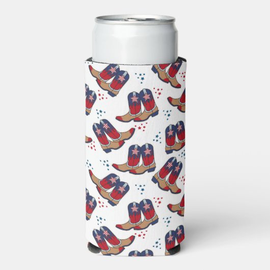 スター、ストライプブーツ&カウボーイブーツ スリム缶クーラー (Seltzer正面)
