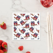 スター、ストライプブーツ&カウボーイブーツ – 愛国的パーティー スタンダードカクテルナプキン (インサイチュ)