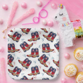 スター、ストライプブーツ&カウボーイブーツ – 愛国的パーティー ペーパープレート (パーティー)